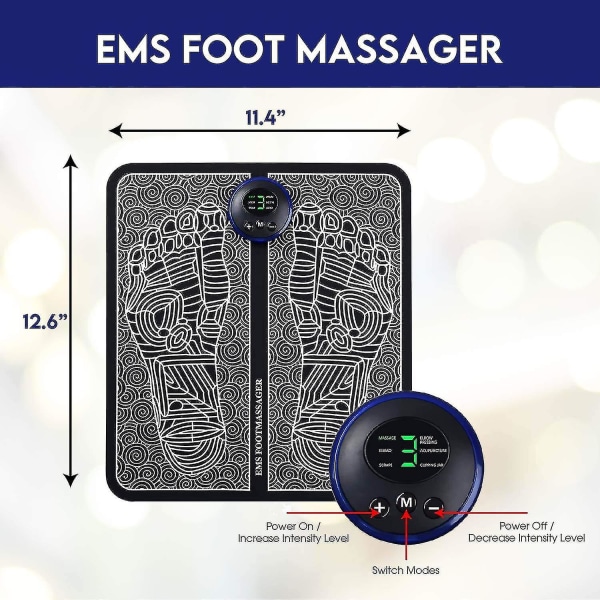 Ems elektrisk fotmassasjeapparat for sirkulasjon fotrefleksologimassasje fotsirkulasjonsmassasjeapparat - 6 moduser 9 intensiteter - massasjeapparat