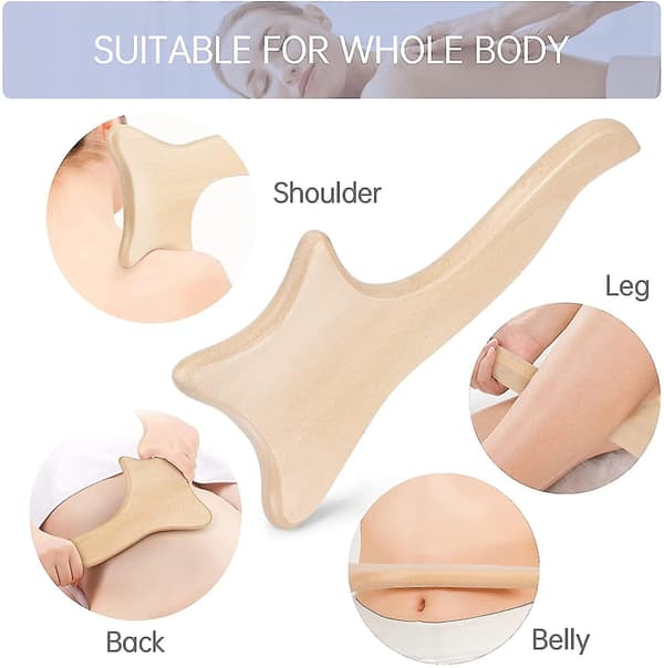 Træ Gua Sha Værktøjer - Anti-Cellulite Terapi Lymfedrænage Paddel Massage