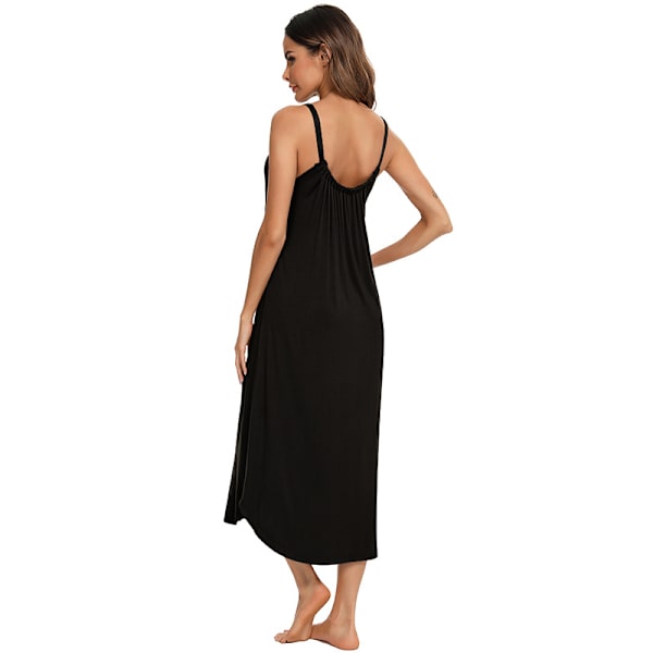Lang Nattkjole Sexy Full Slips Nattøj Sommer Ærmeløs