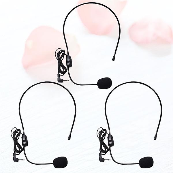 3 stk. Trådheadset Letvægts Headset Mikrofon Ørehage Mic Stemmeforstærker Mic Øre Mikrofon Headset Ledningsført Mikrofon