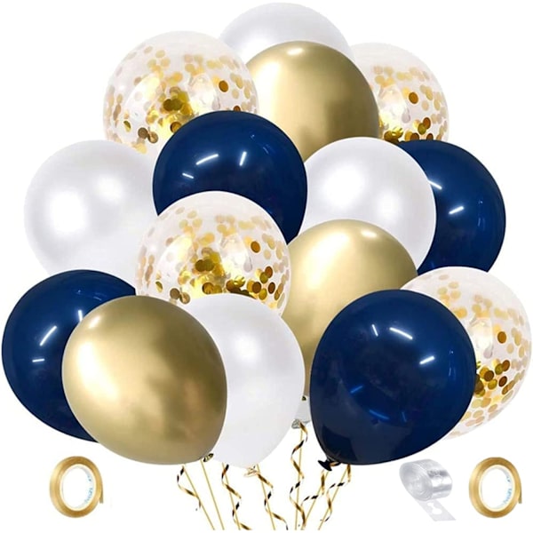 Ballonbue-sæt, marineblå ballonkrone, hvid og guld La