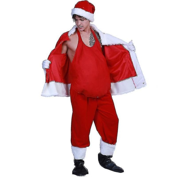 Sjove unisex julemand Falske mave julesceneshow rekvisitter, rød