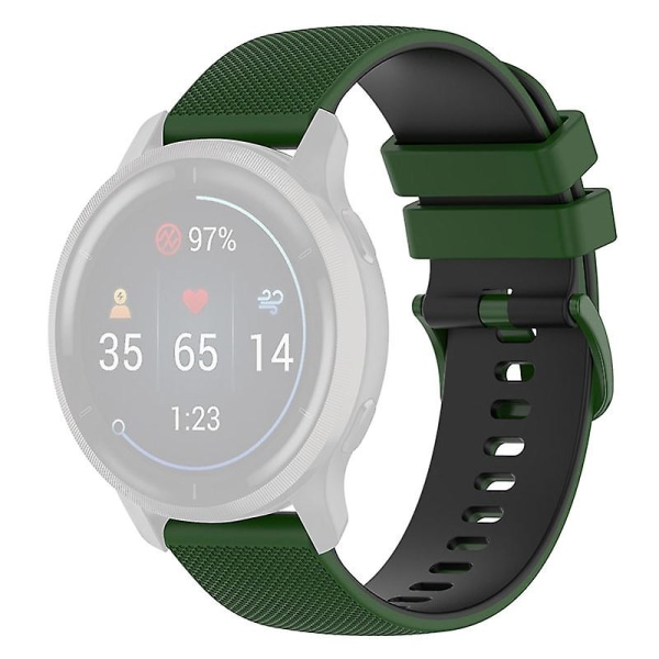 For Garmin Venu2 Plus/venu Sq/vivomove Grid Texture Silikonklokkebånd 20 mm tofarget stropp Army Green Black