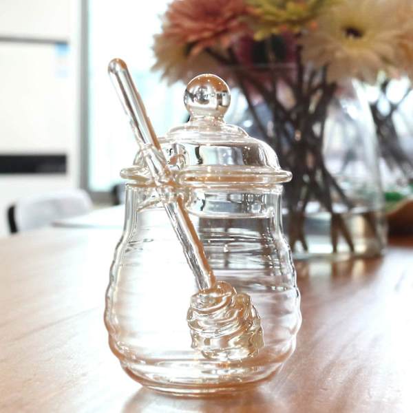 250 ml honningkrukke med dipper sæt glas dippere mini krukker S