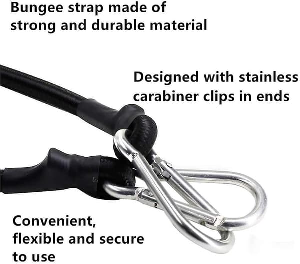 2m bagagerem med krog sorte elastiske stropper med karabinhage 200 cm lange stropper gave