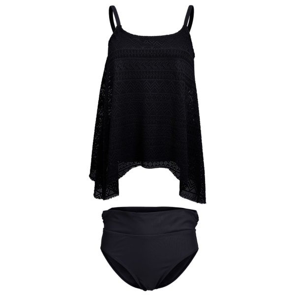 Kvinnors Tankini Bikini 2 Delar Baddräkt Set Spets Baddräkt M Black 2XL