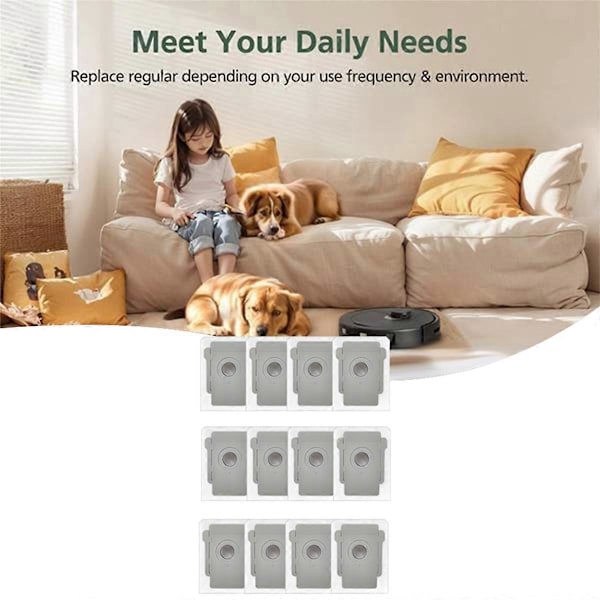 12 st Dammpåsar för IRobot Roomba Combo J9+ & Combo J7+/Plus Sopmaskin