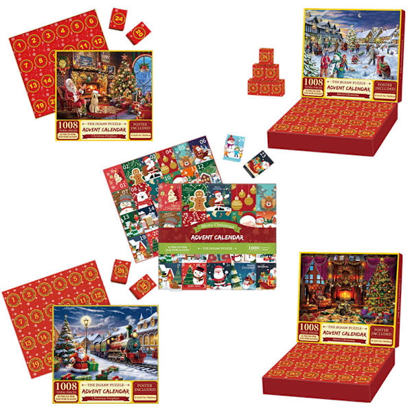 Julpussel, 1008 bitars adventskalender, pussel, 24 dagar julhelgspussel