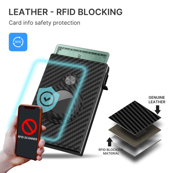 Lommebokkortholder for menn for AirTag: Smart lommebok i skinn, Apple Air  Tag-kompatibel, RFID-blokkering, Slank, Karbonfiber, Minimalistisk 812d |  Fyndiq
