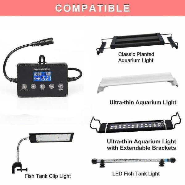 Akvarie Lysstyring - 4 Moduser Soloppgang Solnedgang Dimmer LED Lys for Fisketank