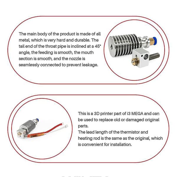 V5 J Head Hotend Kit V5 Varmeblok Til I3 Mega 3d Printer Dele Ekstruderkomponenter