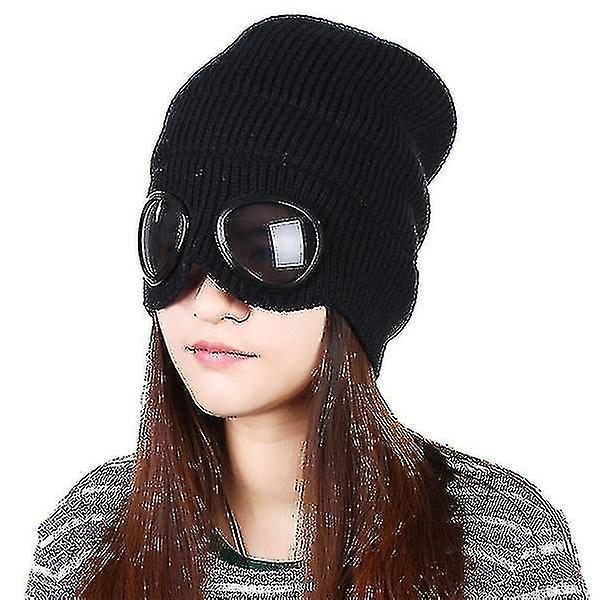 Vinterstrikket lue varm lue Skull Cap Stretchy Knit Slouchy (grå)