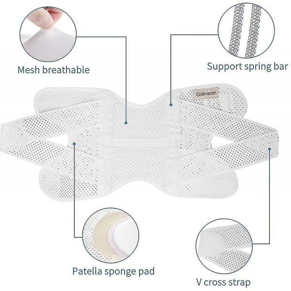 Galvaran Knæstøtte med sidestabilisatorer til meniskskade, knæsmerter, ACL, MCL, gigt, skader, genoptræning, åndbar, justerbar knæstøtte - hvid XXL