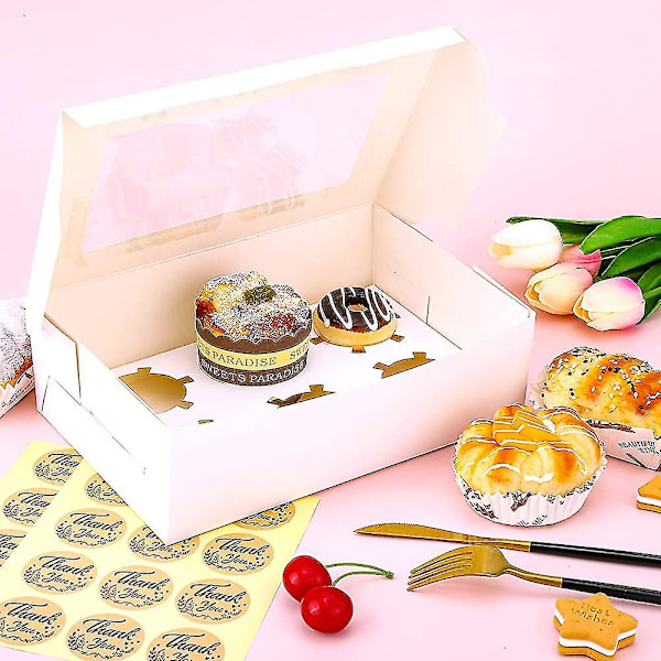 30 stk. Hvide papirkageæsker til cupcakes med bageriæske med