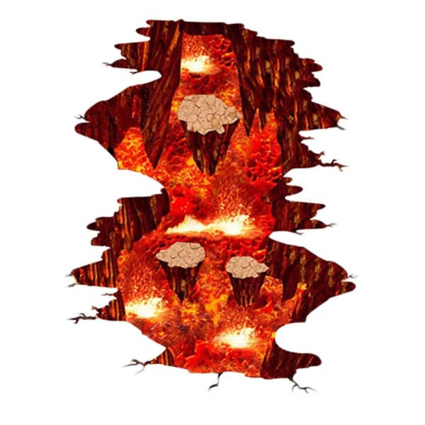 3d Lava Gulv klistremerke Avtagbar Vinyl Flamme Og Lava Tapet Veggmalerier Hjemmeinnredning For Stue Soverom Barnehage-skall og pinne-23,6 X 35,4 tommer (lava)