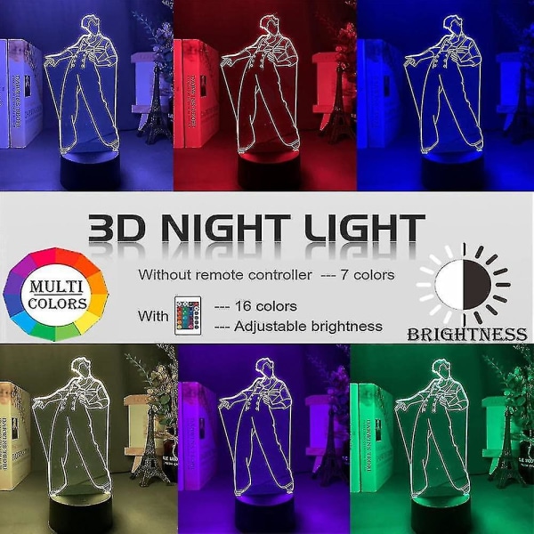 Harry & Styles 3d Illusion lampe 16 farver skiftende Rgb sengelampe med fjernbetjening og berøringssensor til fans Fødselsdagsgave