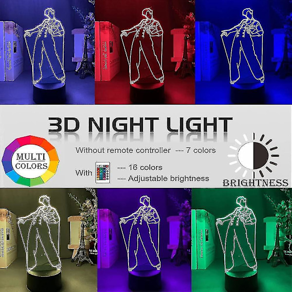 Harry & Styles 3d Illusion lampe 16 farver skiftende Rgb sengelampe med fjernbetjening og berøringssensor til fans Fødselsdagsgave