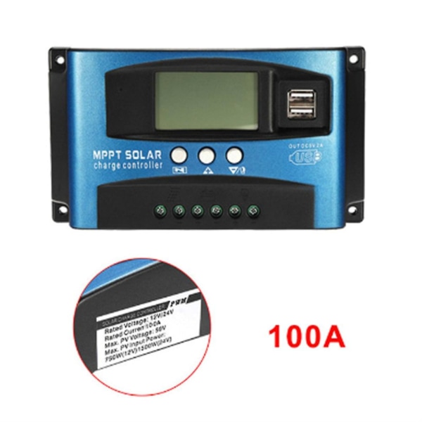 100a Mppt Solcellsladdningsregulator Dubbel Usb Lcd-display 12v 24v Automatisk Solcellspanel Laddare Regula
