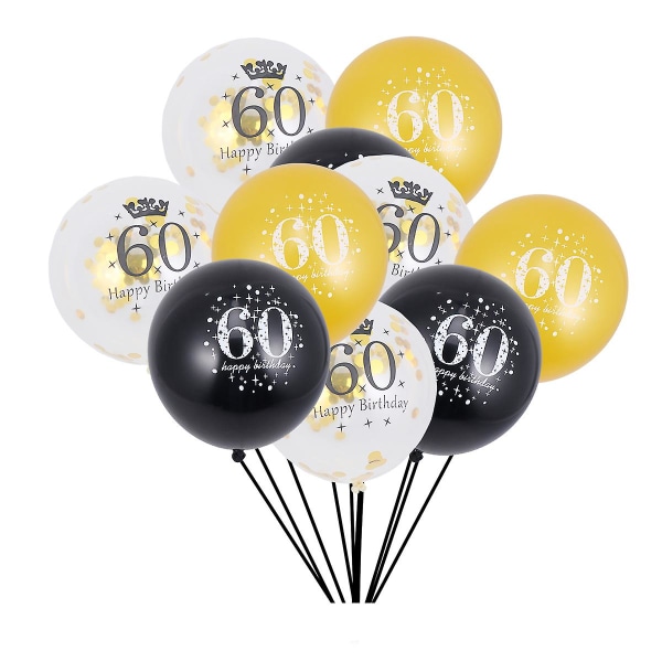 15 stk digitale konfettiballonger Dekorative konfettiballonger Festballongrekvisita til bursdagsjubileer 60 år gammel
