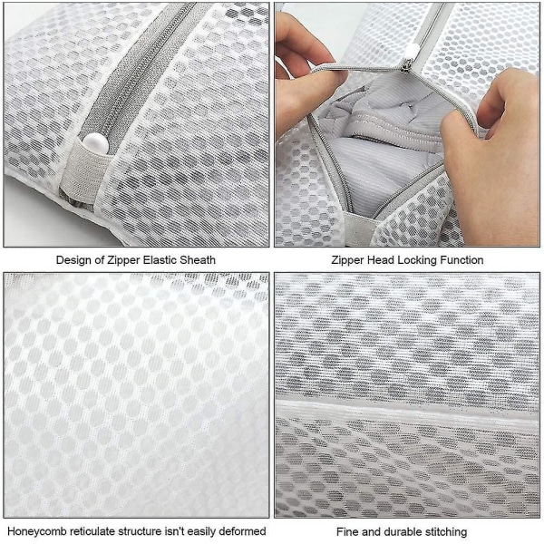 Erittäin suuri mesh pyykkipussi, 2 kpl vetoketjullinen polyesteripesupussi Set of 2 24 Inch x 24 Inch