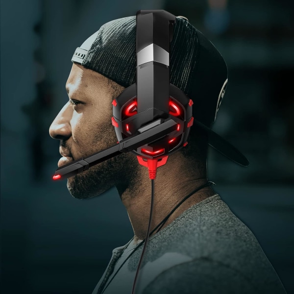 Gaming Headset Gaming Hovedtelefoner med Mikrofon K2PRO Støjreducerende 7.1 Surround Sound Stereo Bas LED Lys Over-Ear 3.5mm