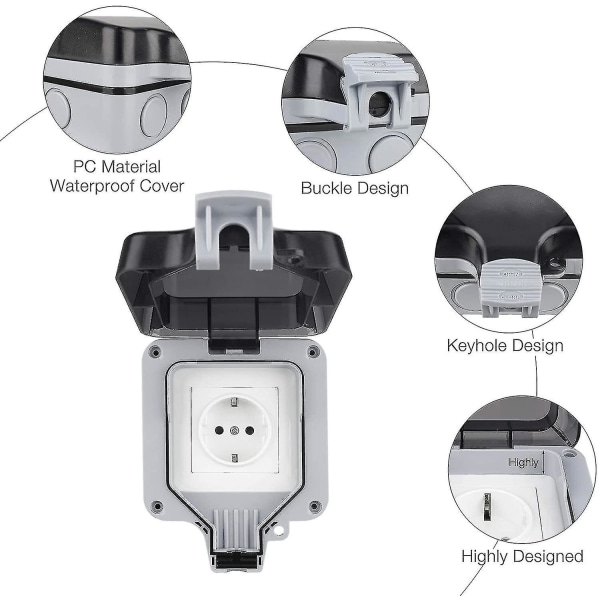 Vedenpitävä pistorasia ulkopistorasia Ip66 vedenpitävä, pistorasia ulkokäyttöön-: