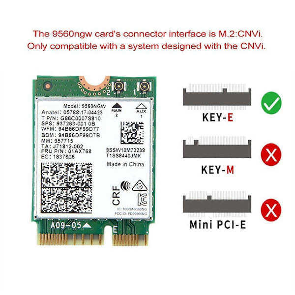 1730 Mbps Dual-bånds Trådløst AC 9560 Desktop Kit Bluetooth 5.0 802.11ac M.2 CNVI 9560NGW Wifi Kort