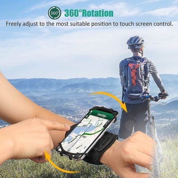 Mobiltelefonlomme kjører, 360 rotasjonshåndledd Mobiltelefonholder Jogging For alle telefoner med skjermen på, Mobiltelefonarmbånd med nøkkelholder F