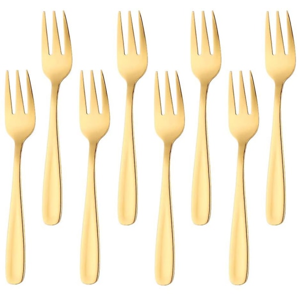 Kitchen Craft Cake Fork Set, Stainless Steel, Gold 8 Pcs