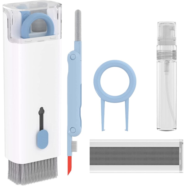 7 in 1 Cleaning Tool Kit - Pehmeä näppäimistön puhdistusharja multi Duster-näppäimistön puhdistus Bluetooth kuulokkeet kannettava tietokone, sininen