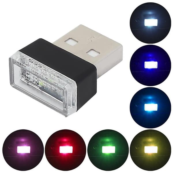 7 stk. USB-lys til bil, USB-indvendig belysning, LED-lys til bil