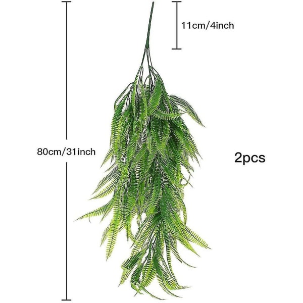 2 stk. 80 cm falske planter kunstige hængeplanter bregner planter kunstig efeu