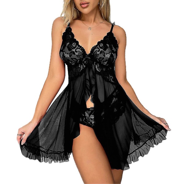 Women Lace Ruffles Lingerie  Doll Dress   Nightdress Sleepwear