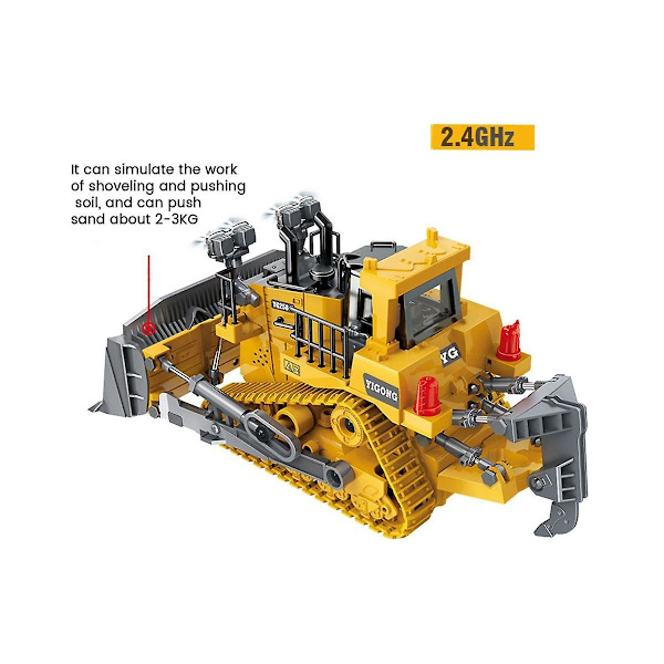 1:24 2.4ghz 9 Kanaler Fjärrstyrd Traktor Leksak Bulldozer Rc Aluminium Legering Engineering Traktor T