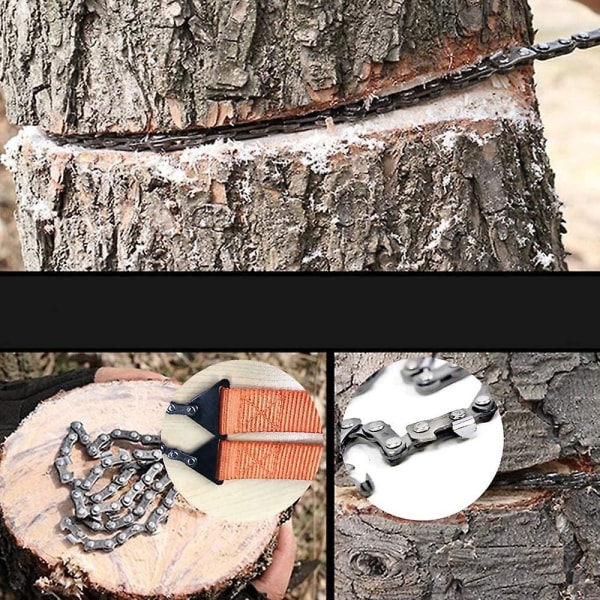 Survival Chain Pocket Chainsaw, 103cm, 11 Saw Teeth, Portable Handheld Survival Chain Saw Fast Wood Tree Cutting Emergency Outdoor Survival Gear Best