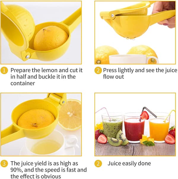 Citronpresser i Rustfrit Stål, Gul Citronpresser Uddrager Saft Ind