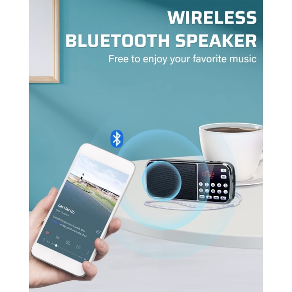Liten radio med Bluetooth, bärbar radio med hög power W