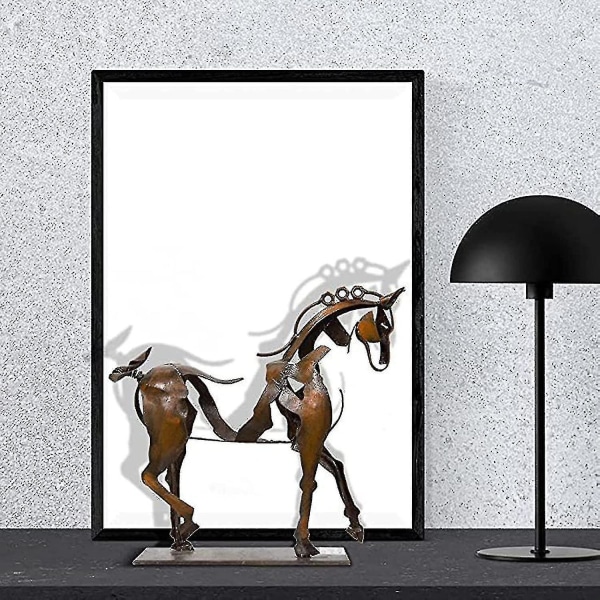 Rustik stående hestestatue, hestemetalstatue, gave til hesterytter, hesteskulptur Metal ledet dyreskulptur Hjem restaurant dekoration Housewar