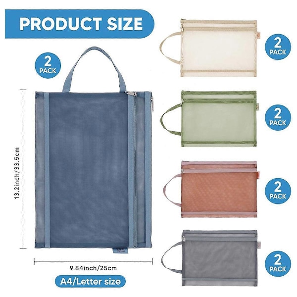 10-pakning Mesh Glidelåsposer, Dobbel Vegg Nylon Mesh Poser for Bordspill og Puslespilloppbevaring
