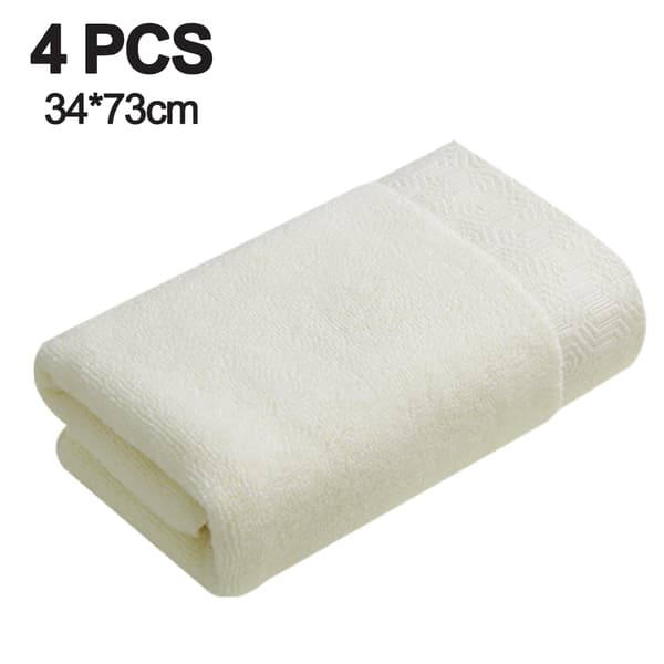 Håndklæde Sæt med 4 Bløde Plys Absorberende Badehåndklæder 100% Bomuld Premium Vaskeklude til Spa Badeværelse 34*73cm White