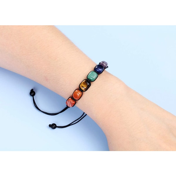 7 Chakra Healing Crystal Armband för kvinnor Naturliga ädelstenar Yoga Reiki Chakra Stenpärlor Ångest Flätat armband Justerbara smycken