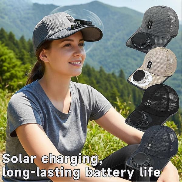 Solar ventilatorhat åndbar mesh baseballkasket UV-beskyttelse justerbar Blue