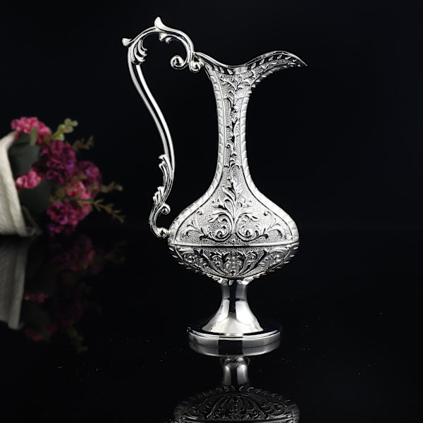 Vintage Metal Vase Dekorativ Blomster Vase Antik Kunst Håndværk Hotel Dekoration silver