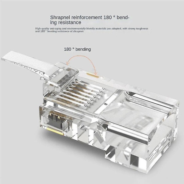 100 stk. RJ45 Ethernet-kabelstik, netværksforbindelsesstik