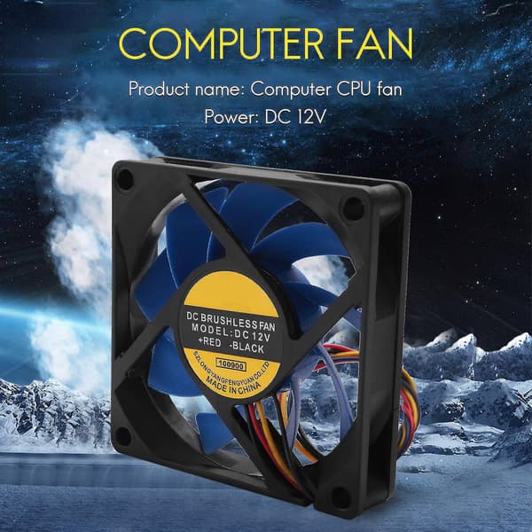 12V DC 32 70mm 4-bens Computer Case Cfm Pwm Cpu Pc Fan Blå Sort