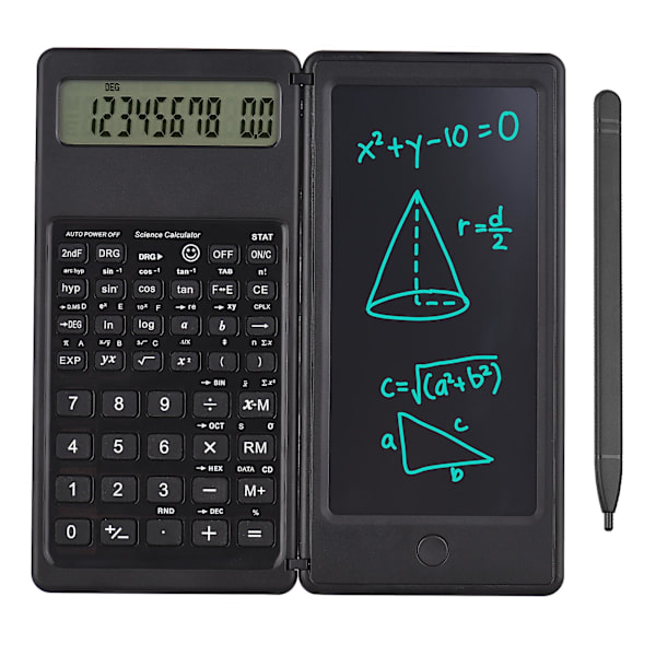 Lommeregner med LCD-skrivetablet - Lommeregnere til skrivebord - 10-cifret display med stylus, sletteknap, tyndt og foldbart design - Lommeregnere