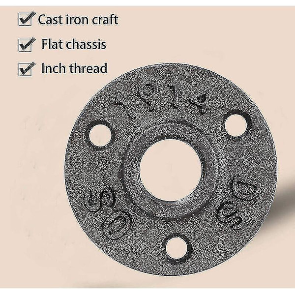 10 stk. 3/4\"\" Bsp gulvflanger støbejerns gevindflanger sorte rørflanger 3 huller gevindfitting med skruer til industriel møbel Diy dekoration montering