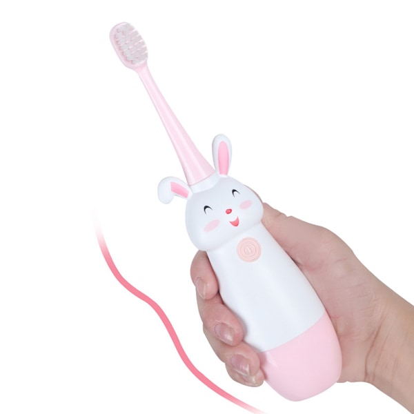Elektrisk tandborste för barn, batteridriven sonisk tandborste, 2-9 år, mjuk borsthuvud pink style 1