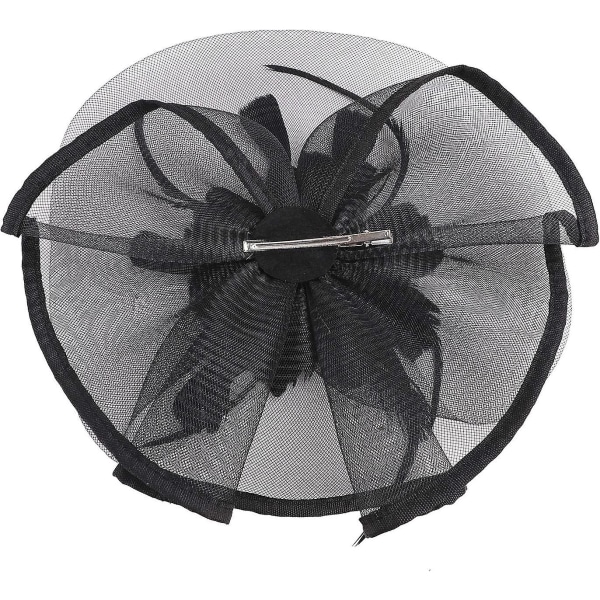 Elegant Dame Blomst Fjeder Mesh Net Fascinator Hat Slør Med Pandebåndsklips