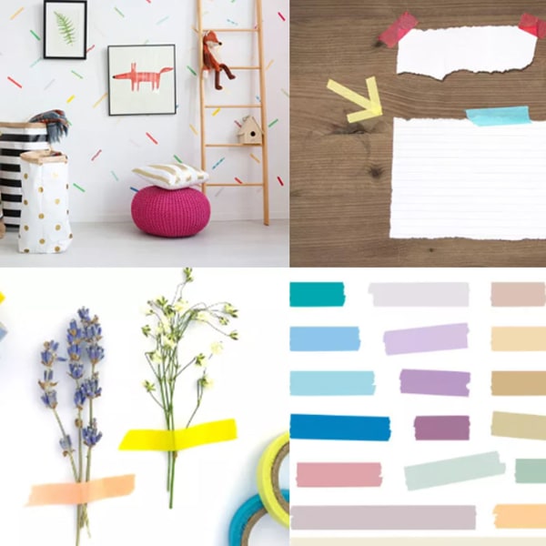 Färgad tejp, 15 rullar regnbågstejp för äggdekoration, DIY-skolmaterial, märkning och färgkodning Style-3